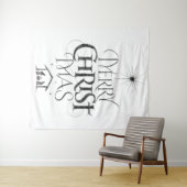 Vrolijk kerstfeest Christelijk Jesus Christ Black  Wandkleed (In Situ (horizontaal))