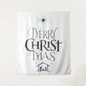 Vrolijk kerstfeest Christelijk Jesus Christ Black  Wandkleed (Voorkant)