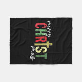 Vrolijk kerstfeest Christelijk Jesus Cross Faith R Fleece Deken (Voorkant (Horizontaal))