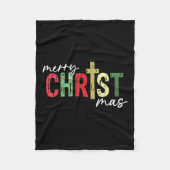 Vrolijk kerstfeest Christelijk Jesus Cross Faith R Fleece Deken (Voorkant)