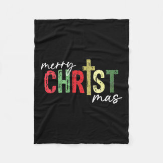 Vrolijk kerstfeest Christelijk Jesus Cross Faith R Fleece Deken