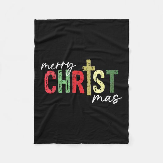 Vrolijk kerstfeest Christelijk Jesus Cross Faith R Fleece Deken (Voorkant)