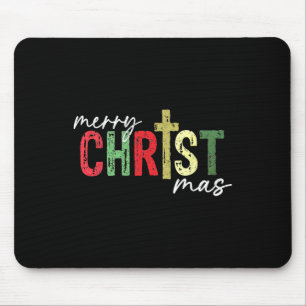 Vrolijk kerstfeest Christelijk Jesus Cross Faith R Muismat