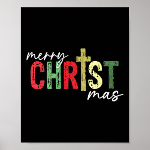 Vrolijk kerstfeest Christelijk Jesus Cross Faith R Poster