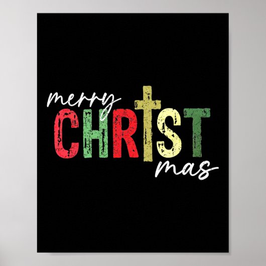 Vrolijk kerstfeest Christelijk Jesus Cross Faith R Poster (Voorkant)