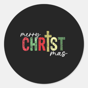Vrolijk kerstfeest Christelijk Jesus Cross Faith R Ronde Sticker