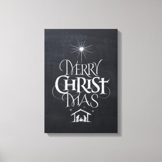 Vrolijk kerstfeest Christelijk Jesus God Black Cha Canvas Afdruk (Voorkant)