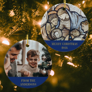 Vrolijk kerstfeest Christelijke foto Keramisch Ornament