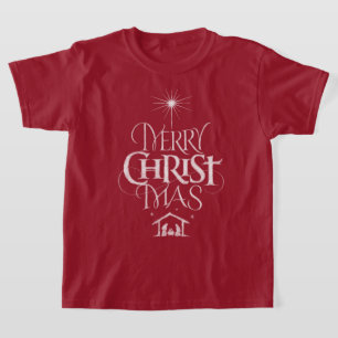 Vrolijk kerstfeest Christelijke kalligrafie school T-shirt