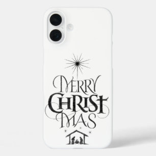 Vrolijk kerstfeest Christelijke kerstkalligrafie iPhone 16 Plus Hoesje