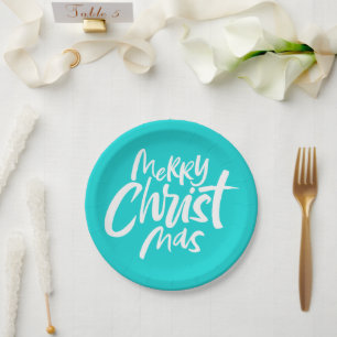 Vrolijk Kerstfeest Christelijke Lettering Christ G Papieren Bordje