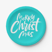 Vrolijk Kerstfeest Christelijke Lettering Christ G Papieren Bordje (Voorkant)