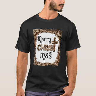 Vrolijk kerstfeest christenen Leopard Pajamas T-shirt