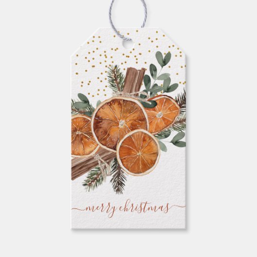 Vrolijk Kerstfeest Citrus Pine Vakantie Cadeaulabel (Voorkant)