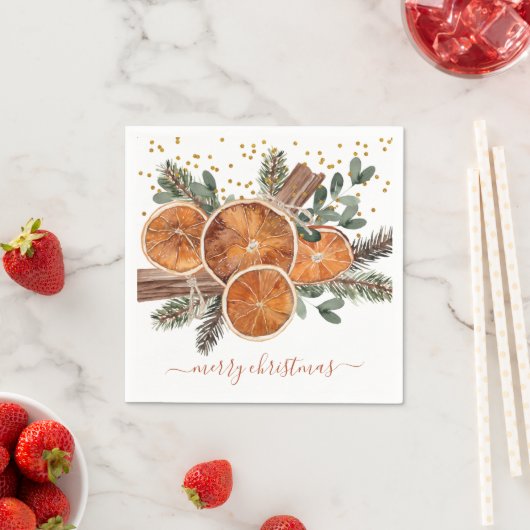 Vrolijk Kerstfeest Citrus Pine Vakantie Servet (Insitu)