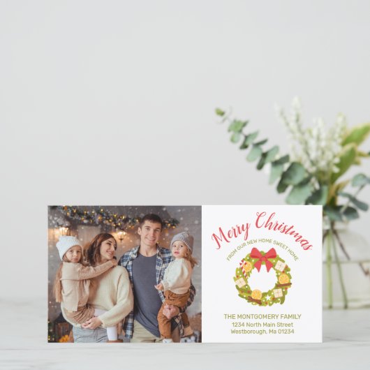 Vrolijk kerstfeest Citrus Wreator Family Photo Mov Aankondiging (Staand voorkant)