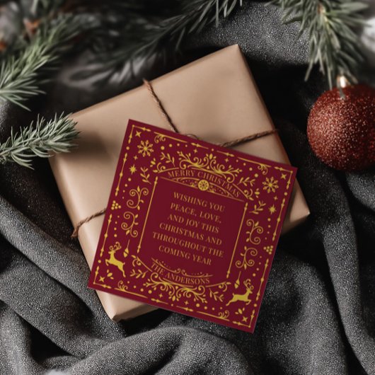 Vrolijk Kerstfeest Classic Nordic Red Holiday Kaar Kaart