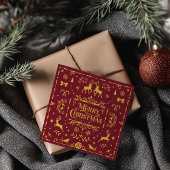 Vrolijk Kerstfeest Classic Nordic Red Holiday Kaar Kaart