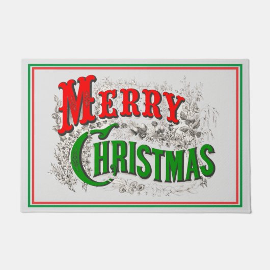 Vrolijk kerstfeest Classic Red Green Holiday Deurmat (Voorkant)