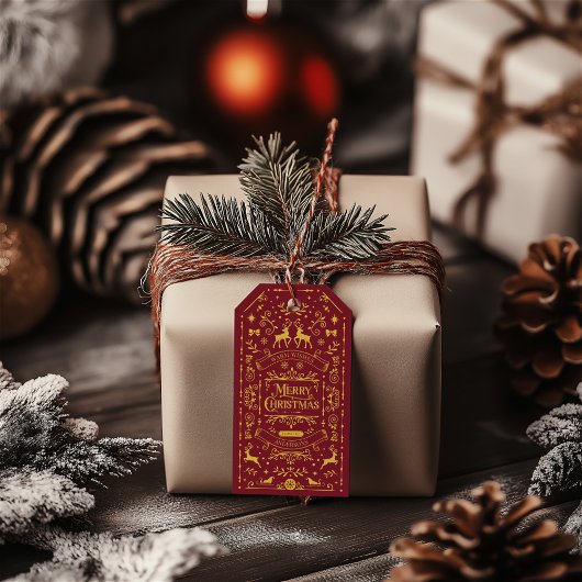 Vrolijk Kerstfeest Classic Red Holiday Cadeaulabel