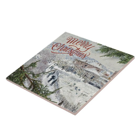 Vrolijk kerstfeest. Claude Monet Ceramic Tile Tegeltje (Zijkant)