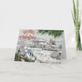 Vrolijk kerstfeest. Claude Monet Folded Wenskaart Kaart (Voorkant)