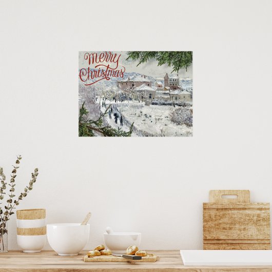 Vrolijk kerstfeest. Claude Monet Poster (Keuken)