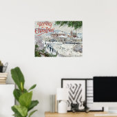 Vrolijk kerstfeest. Claude Monet Poster (Thuiskantoor)