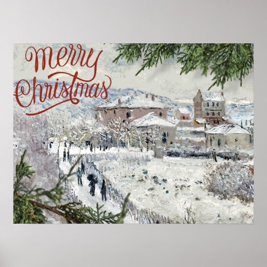 Vrolijk kerstfeest. Claude Monet Poster (Voorkant)