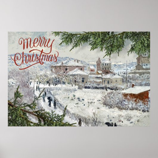 Vrolijk kerstfeest. Claude Monet Poster (Voorkant)