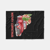 Vrolijk Kerstfeest Clic Rode Truck Tree Family Xma Fleece Deken (Voorkant (Horizontaal))