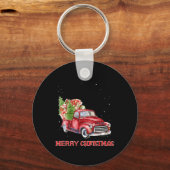 Vrolijk Kerstfeest Clic Rode Truck Tree Family Xma Sleutelhanger (Voorkant)