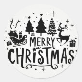 Vrolijk kerstfeest  clipart ronde sticker (Voorkant)