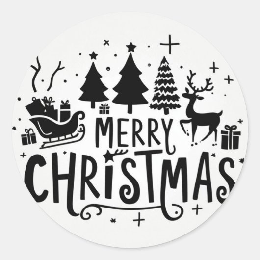 Vrolijk kerstfeest clipart ronde sticker (Voorkant)