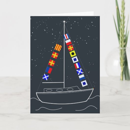 Vrolijk Kerstfeest - Code Flags Zeilboot Kaart (Voorkant)