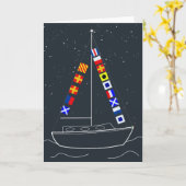 Vrolijk Kerstfeest - Code Flags Zeilboot Kaart (Gele Bloem)