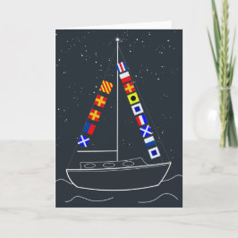 Vrolijk Kerstfeest - Code Flags Zeilboot Kaart