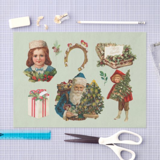 Vrolijk kerstfeest collage met kerstman tissuepapier (Craft)