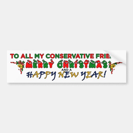 Vrolijk kerstfeest conservatieve Bumpersticker (Voorkant)