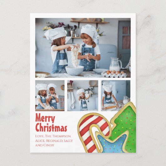 Vrolijk Kerstfeest Cookie Fotocollage Groet Feestdagenkaart (Voorkant)