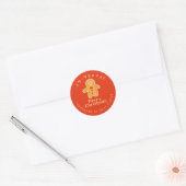 Vrolijk kerstfeest Cookie Gingerbread Red Ronde Sticker (Envelop)