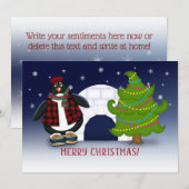 Vrolijk kerstfeest! Cool Penguin en Igloo Feestdagenkaart (Voorkant / Achterkant)
