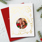 Vrolijk Kerstfeest  Coquette Bow Spruce Foto Folie Feestdagenkaart