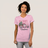 Vrolijk Kerstfeest Coquette Bow Xmas Vakantieseizo T-shirt (Voorkant volledig)