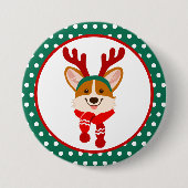 Vrolijk kerstfeest Corgi Dog Button (Voorkant)