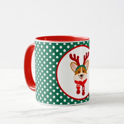 Vrolijk kerstfeest Corgi Dog Mok (Voorkant links)