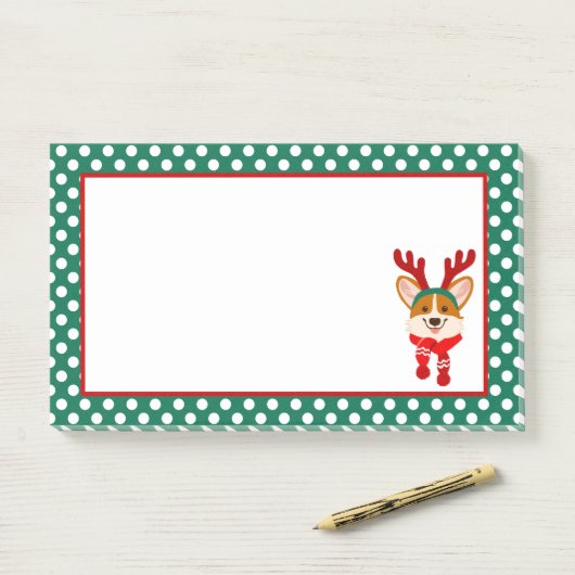 Vrolijk kerstfeest Corgi Dog Post-It Notes (Op bureau)