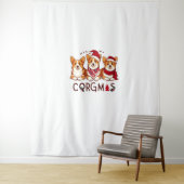 Vrolijk Kerstfeest Corgi Dog Santa Love Corgis Fam Wandkleed (In situ)