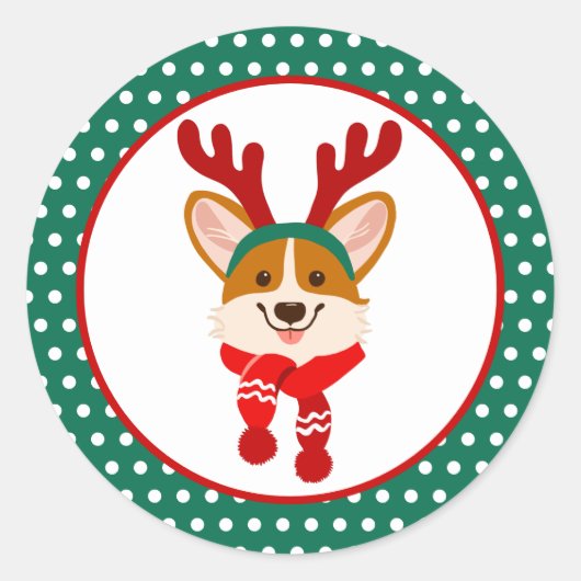 Vrolijk kerstfeest Corgi Dog Sticker (Voorkant)