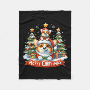 Vrolijk Kerstfeest Corgi Hond Matching Kerstmis Fleece Deken